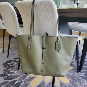 Coach Olive Green Leather Tote Bag
